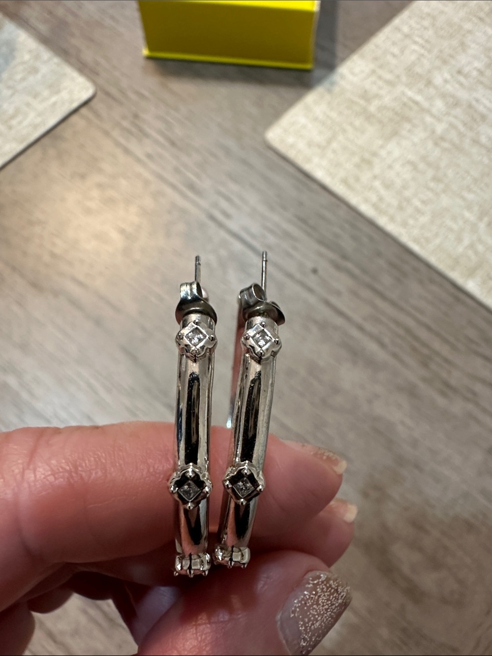 Kendra Scott Silver-Tone Hoop Earrings with Square Crystal Accents